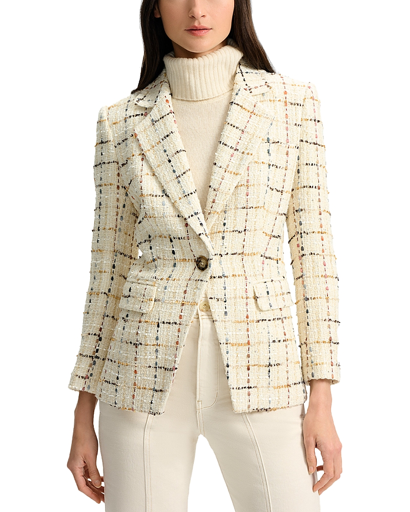 Veronica Beard Healy Check Tweed Dickey Jacket In Neutral