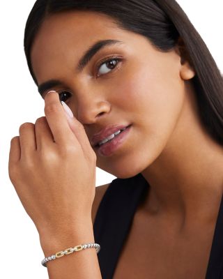 18K Yellow Gold & Sterling Silver Caviar Lux Diamond Beaded Stretch Bracelet - Exclusive 