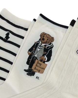 Bloomingdale's Big Brown Bag Bear Socks, Pack of 3 - Exclusive