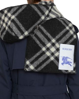 Check Hooded Wool Scarf