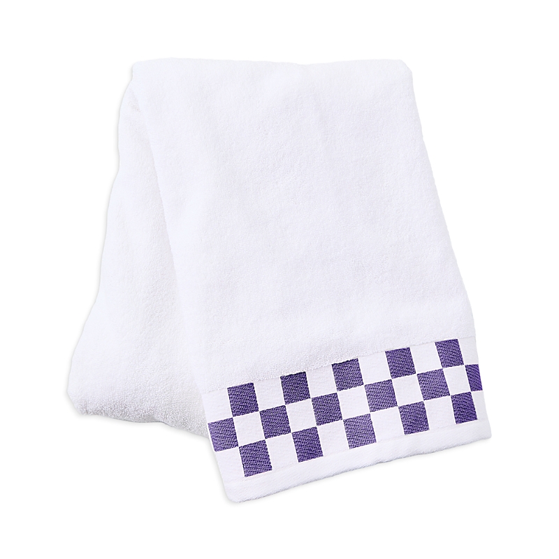 Mackenzie-childs Bath Towel With Check Border In White