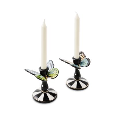 Butterfly Toile Tall Butterfly Candlesticks, Set of 2