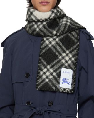 Narrow Check Wool Scarf