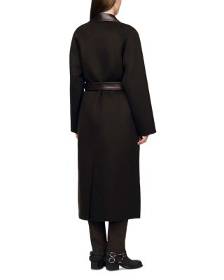 Long Wool and Leather Coat