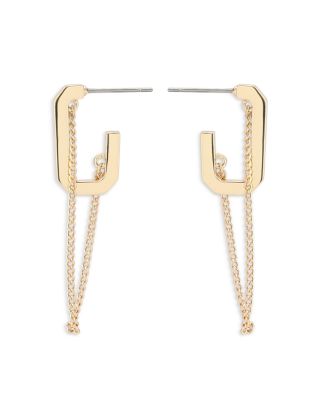 Swag Chain Hexagon Huggie Hoop Earrings