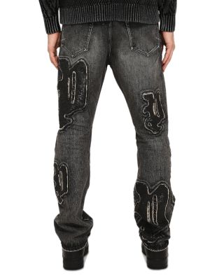 Monceau Sequin Logo Straight Fit Jeans in Black