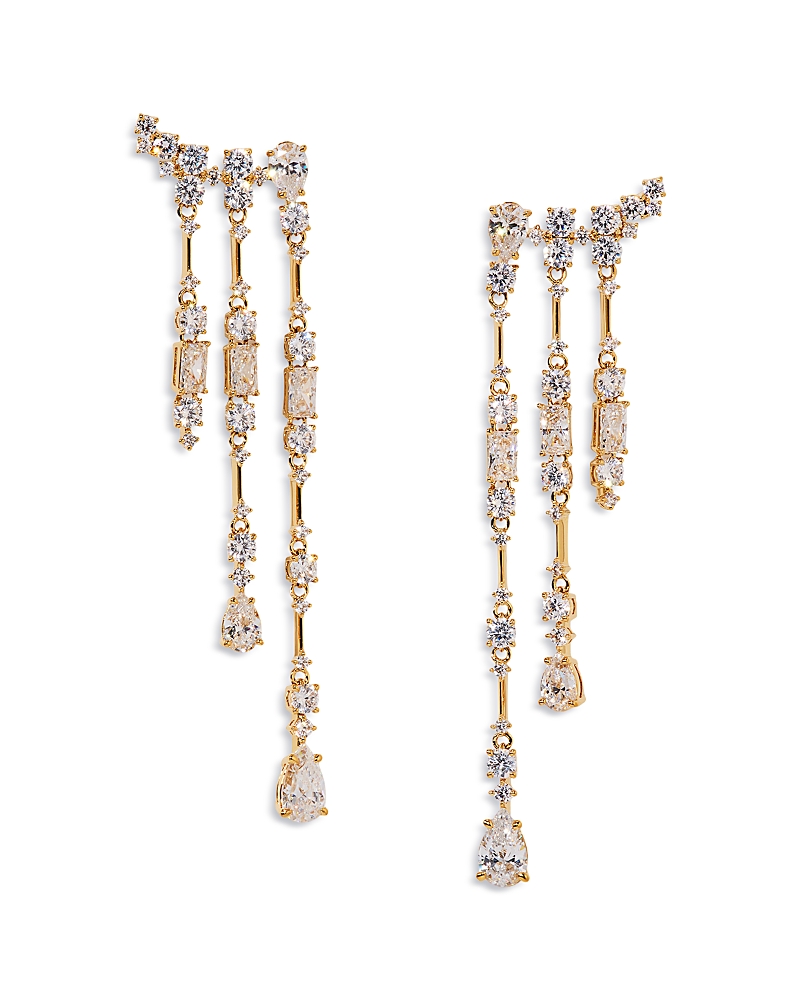 Nadri Everleigh Cubic Zirconia Fringe Climber Earrings In Gold