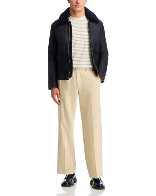 Shearling Collar Leather Jacket