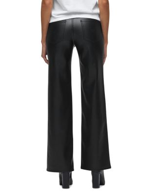 Rosie High Rise Wide Leg faux Leather Jeans in Black
