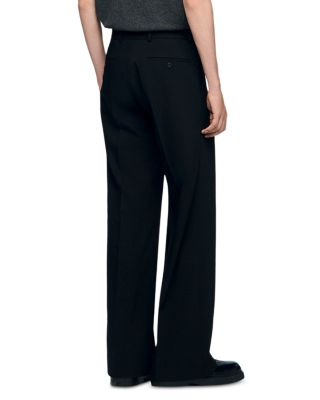 Laurent Wool Blend Wide Leg Trousers With Pleats