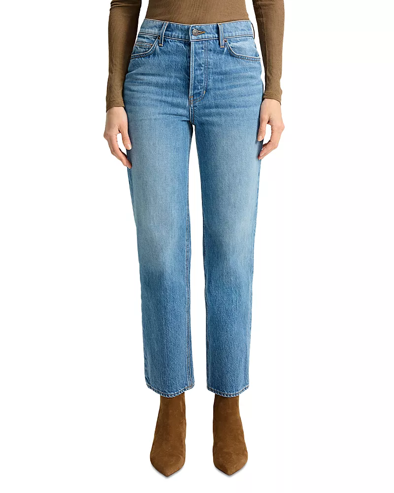 Veronica Beard Leah Mid Rise Straight Jeans in Lakeshore