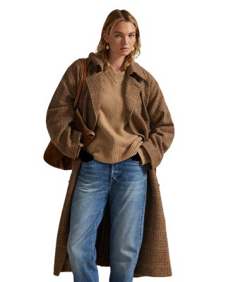 Glen Plaid Wool Trench Coat