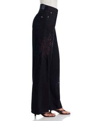 Sofie High Rise Full Wide Leg Lace Jeans in Black