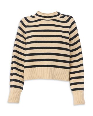 Stripe Detail Cotton Knit Sweater