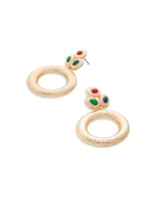 Three Stone Circle Drop Earrings - Exclusive 