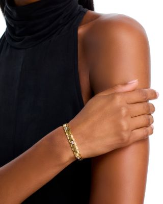 18K White & Yellow Gold Gender Diamond Cobra Link Bracelet