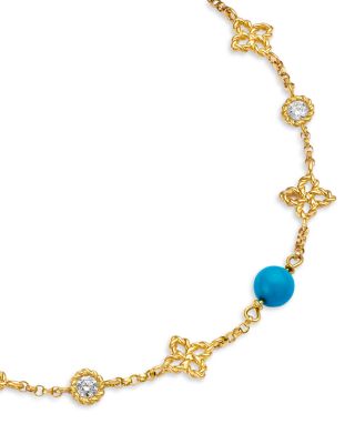 18K Yellow Gold Principessa Turquoise & Diamond Flower Bracelet