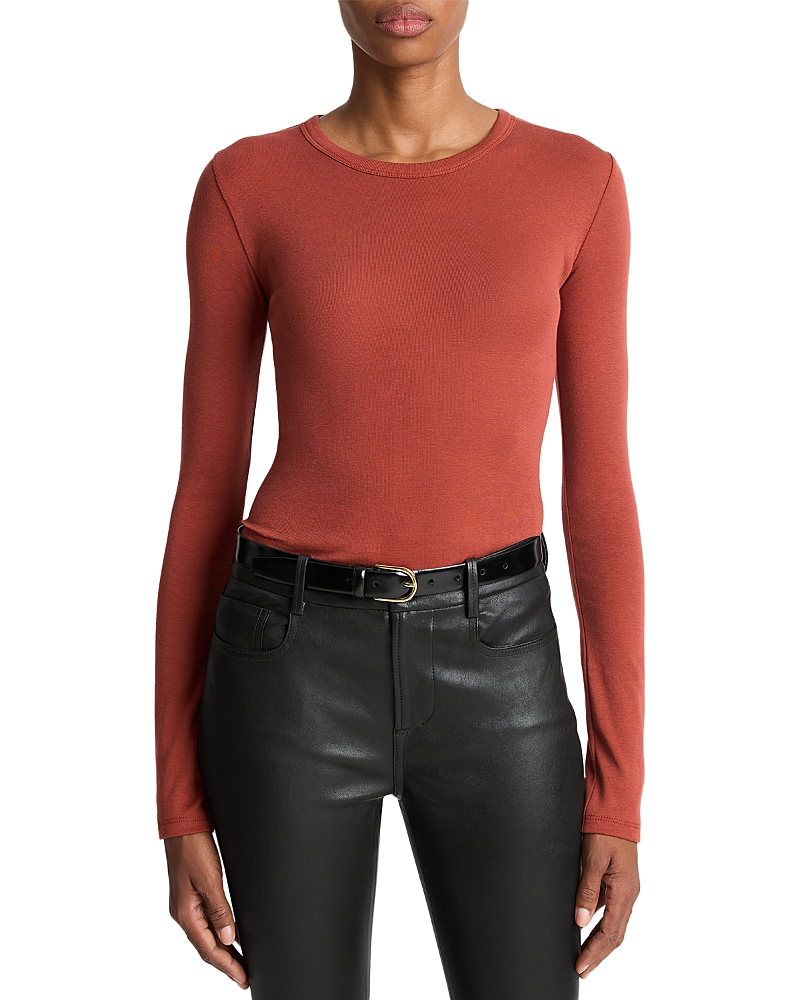 Vince Essential Long Sleeve Crewneck Tee In Red