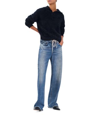 Mirarmar Cotton Terry Wide Leg Drawstring Sweatpant Jean