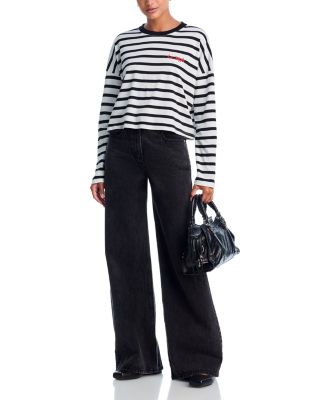 Cropped Long Sleeve Printed Tee