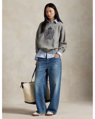 Ralph Lauren Embroidered Crest Fleece Crewneck | Bloomingdale's Women