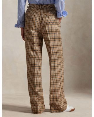 Plaid Linen Wide Leg Pants