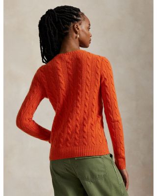 Cable Wool Cashmere Crewneck Slim Fit Sweater