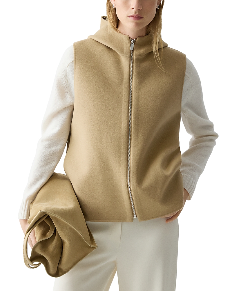 Theory Hooded Vest In Double-face Wool-cashmere In Brown