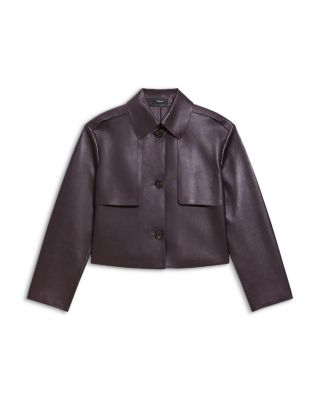 Cropped Leather Trench Coat