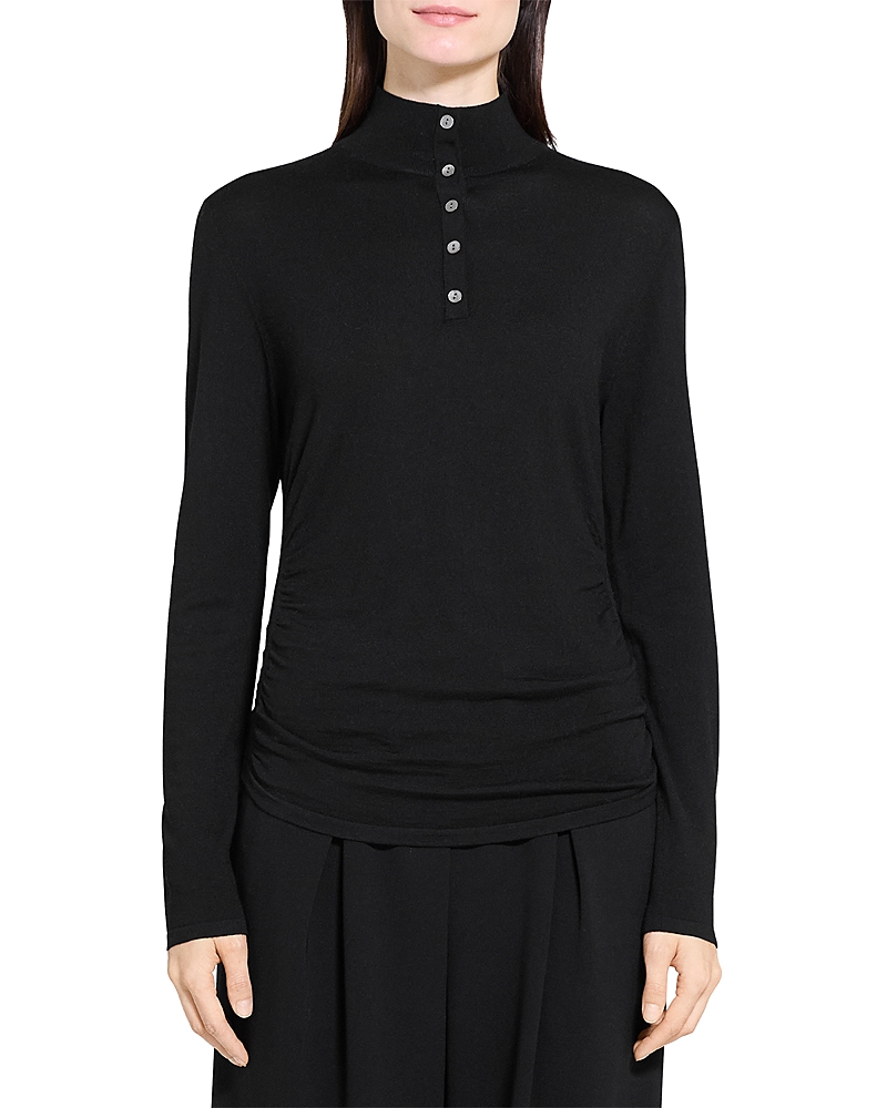 Theory Shirred Henley In Black