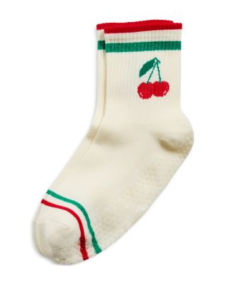 Cherry Striped Grip Socks