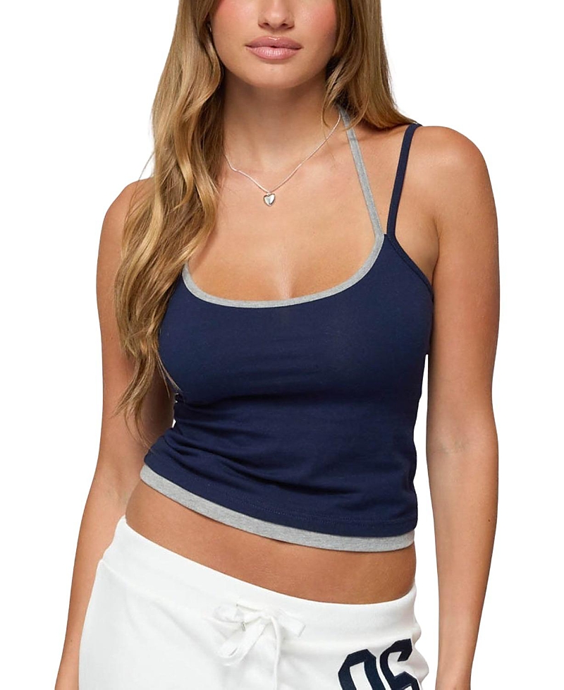 Edikted Roya Layered Halter Tank Top In Blue