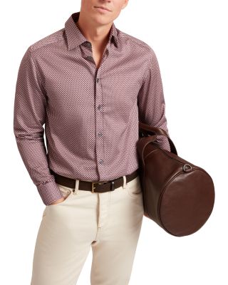 Jozef Slim Fit Mini Geo Print Cotton Shirt