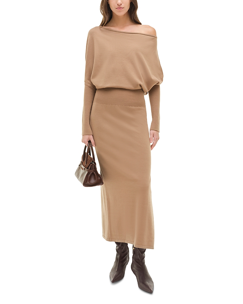 Simkhai Janese Off The Shoulder Midi Dress In Brown