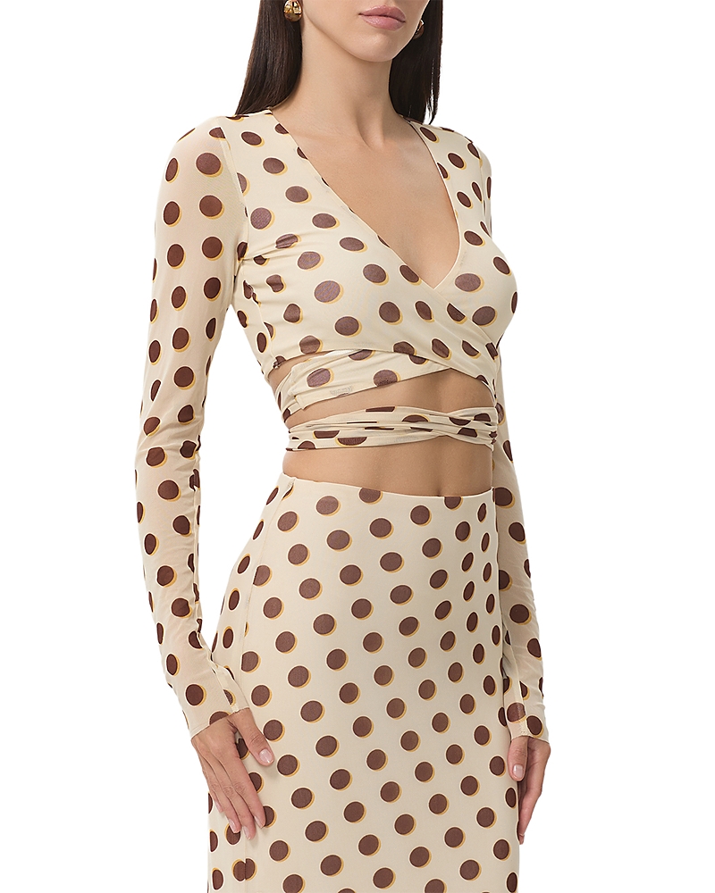 Afrm Halsey Wrap Mesh Crop Top In Neutral