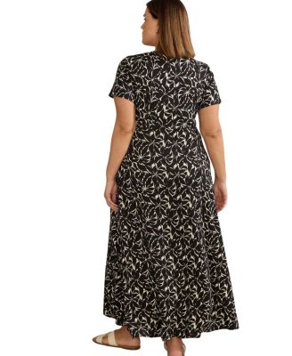  Print Short Sleeve Maxi Wrap Dress