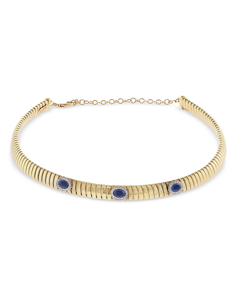 Alberto Milani 18k Yellow Gold Via Giardino Stone & Diamond Tubogas Triple Domed Collar Necklace, 12-15 In Gold