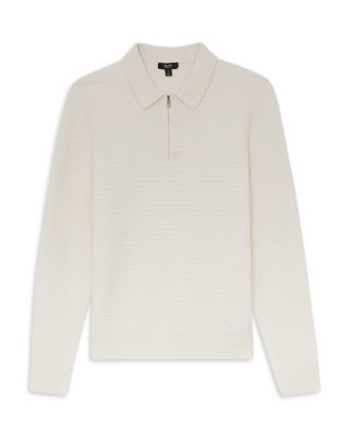 Hamilton Long Sleeved Half Zip Square Textured Wool Polo Shirt