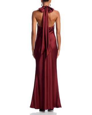 Charmeuse Halter Neck Long Dress - Exclusive