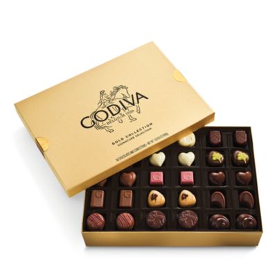 Chocolatier Assorted Chocolate Gold Gift Box, 60 Piece