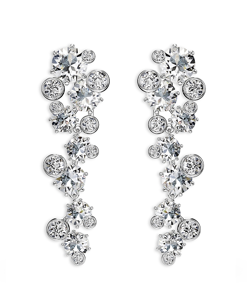 Swarovski Constella Rhodium Plated Drop Earrings In Silver