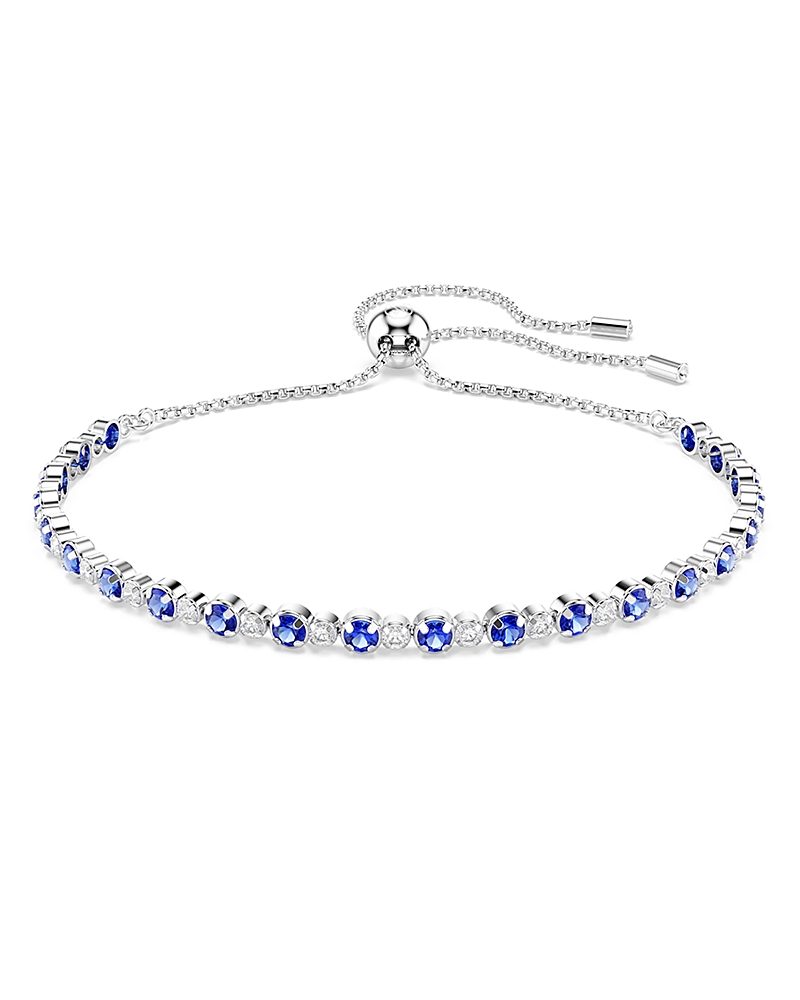 Swarovski Matrix Rhodium Plated Crystal Tennis Bracelet In Blue