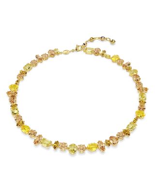 Gema Mixed Cut Crystal Tennis Necklace, 14.12"-15.5"