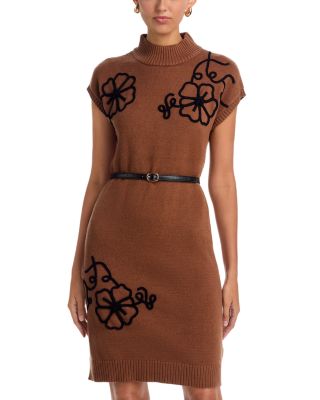 Belted Mock Neck Dress