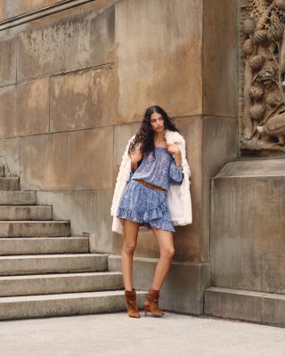 Metallic Print Off Shoulder Boho Top - Exclusive