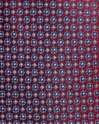 Geo Floral Print Silk Neck Tie - Exclusive