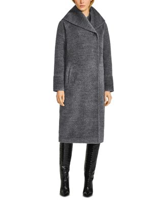 Boucl&eacute; Long Hooded Coat