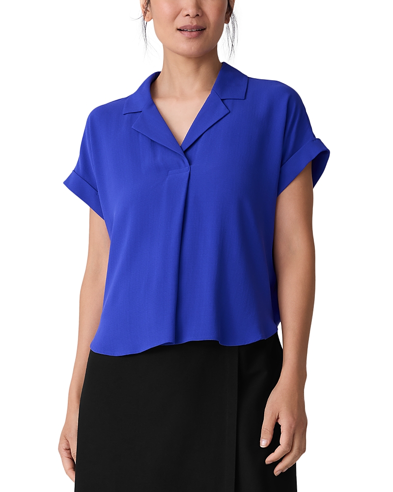 Eileen Fisher Silk Notched Collar Top