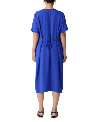 Silk V Neck Midi Dress