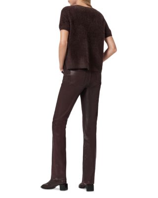 Haldan Coated Mid Rise Jeans in Burgundy Red